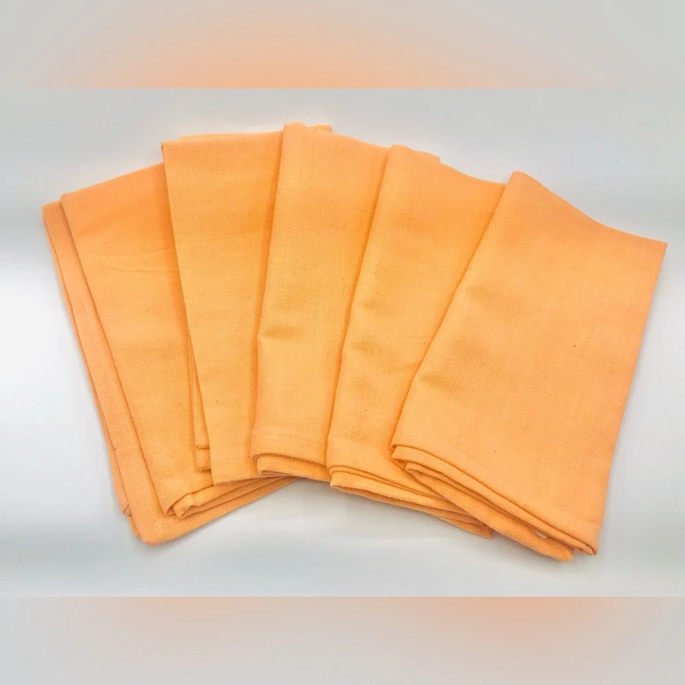 5 Orange Salmon 100% Cotton Cloth Dinner Napkins 17x17 Solid Woven Table Linens